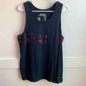 Pipeline Dark Blue & Red Palm Leaf Tank Top